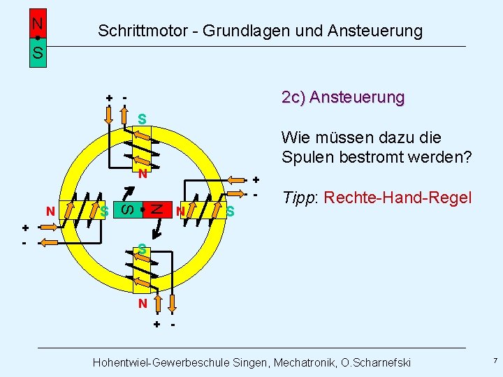 N Schrittmotor - Grundlagen und Ansteuerung S 2 c) Ansteuerung + - S Wie