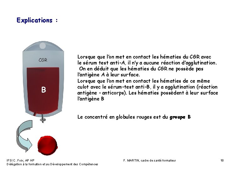 Explications : CGR B Lorsque l’on met en contact les hématies du CGR avec Explications : CGR B Lorsque l’on met en contact les hématies du CGR avec