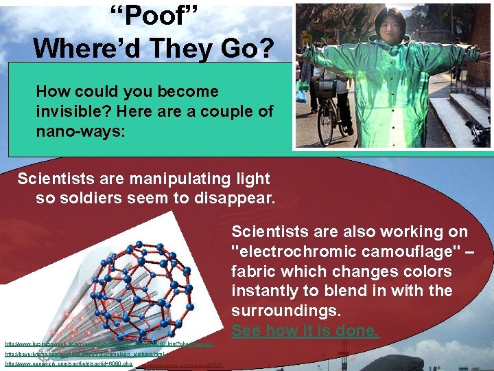 “Poof” Where’d They Go? How could you become invisible? Here a couple of nano-ways: