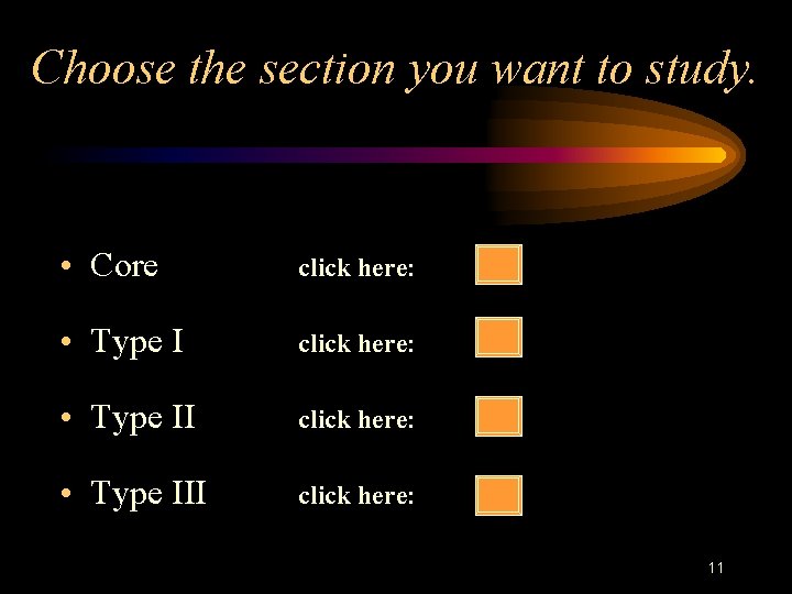 Choose the section you want to study. • Core click here: • Type III