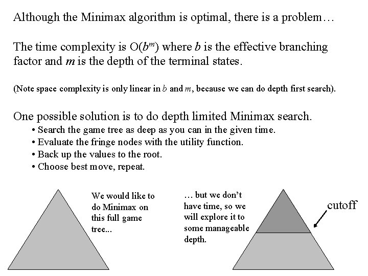 Although the Minimax algorithm is optimal, there is a problem… The time complexity is