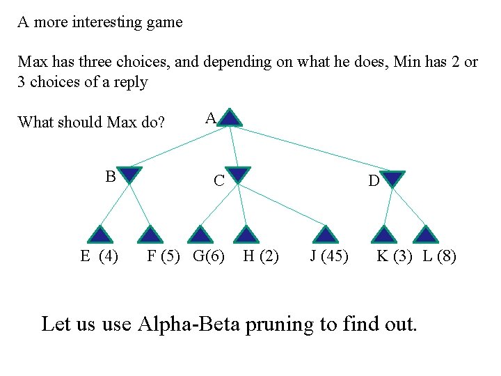 A more interesting game Max has three choices, and depending on what he does,