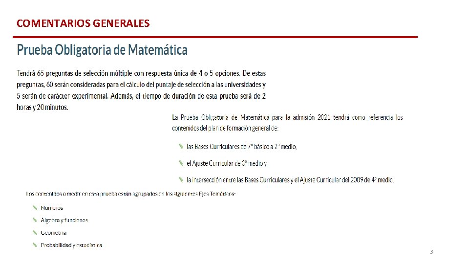 COMENTARIOS GENERALES 3 COMENTARIOS GENERALES 3