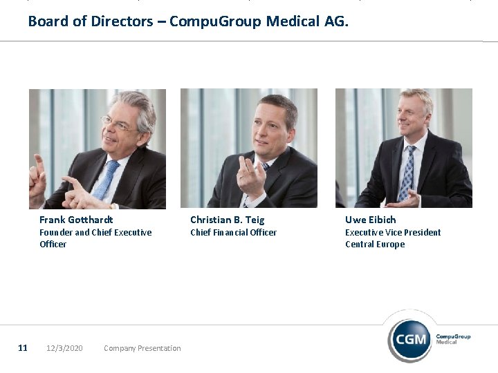 Board of Directors – Compu. Group Medical AG. Frank Gotthardt Founder and Chief Executive