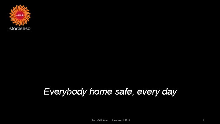 Everybody home safe, every day Timo Kärkkäinen December 3, 2020 11 