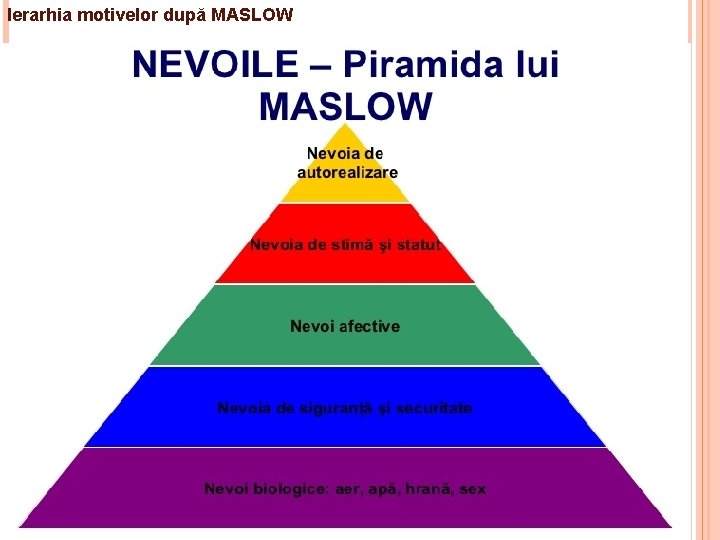Ierarhia motivelor după MASLOW 