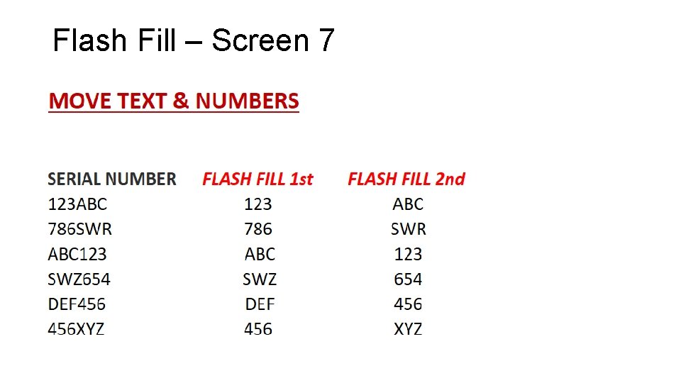 Flash Fill – Screen 7 