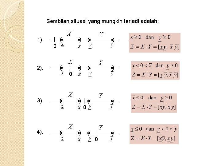 Sembilan situasi yang mungkin terjadi adalah: 1). ( 0 x X X 2). 3).