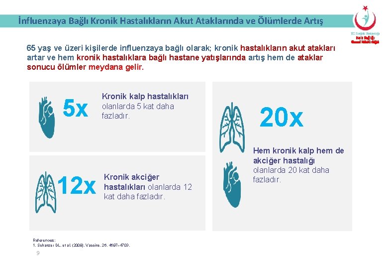 İnfluenzaya Bağlı Kronik Hastalıkların Akut Ataklarında ve Ölümlerde Artış 65 yaş ve üzeri kişilerde