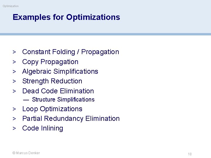 Optimization Examples for Optimizations > Constant Folding / Propagation > Copy Propagation > Algebraic