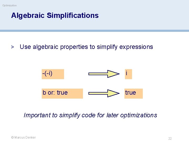 Optimization Algebraic Simplifications > Use algebraic properties to simplify expressions -(-i) i b or: