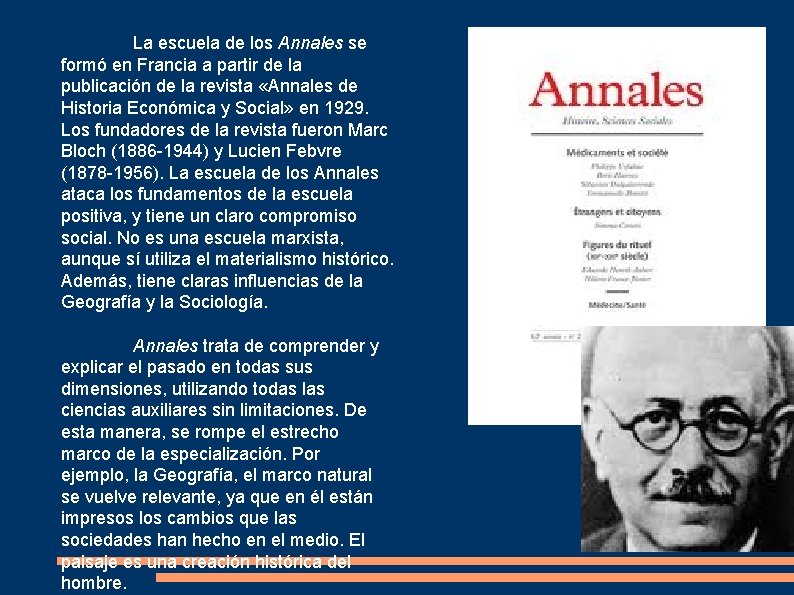 La escuela de los Annales se formó en Francia a partir de la publicación