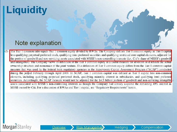 Liquidity Note explanation Overview Risk Management Hedging Compensation 