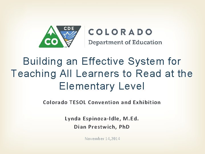 Building an Effective System for Teaching All Learners to Read at the Elementary Level