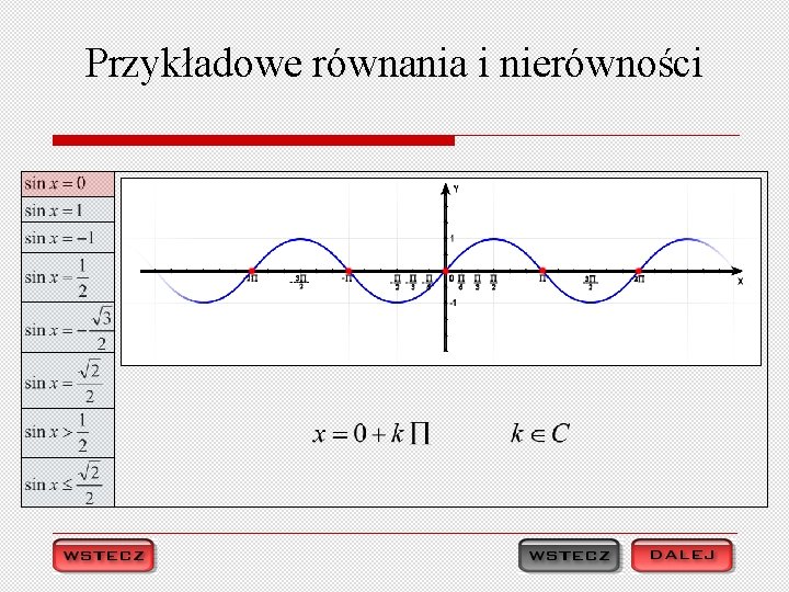 Przykładowe równania i nierówności 