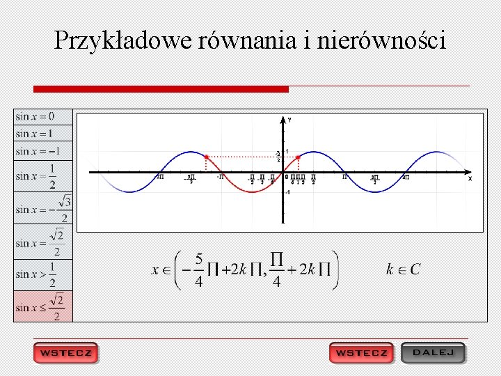 Przykładowe równania i nierówności 