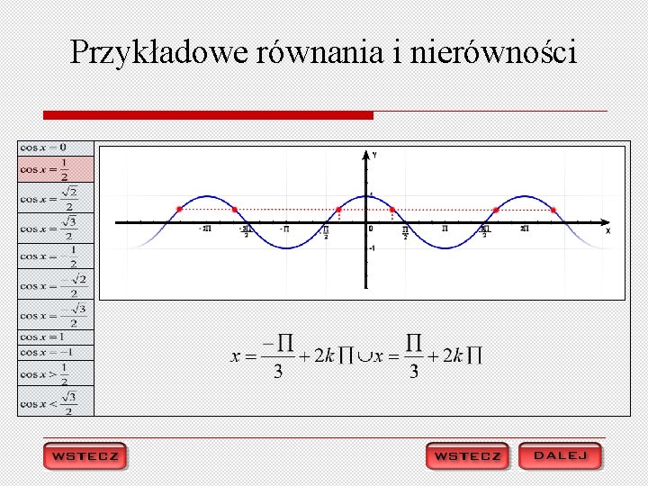 Przykładowe równania i nierówności 