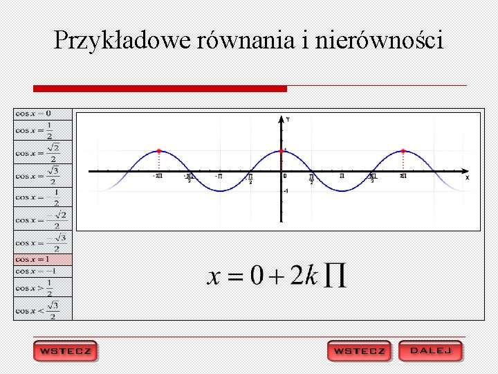 Przykładowe równania i nierówności 