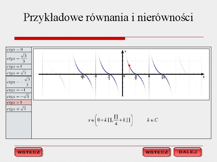 Przykładowe równania i nierówności 