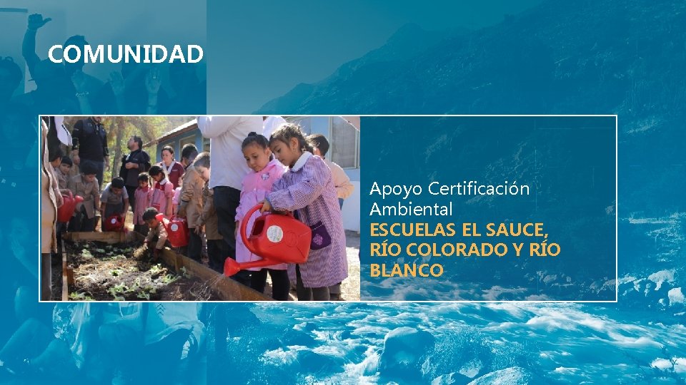 COMUNIDAD Apoyo Certificación Ambiental ESCUELAS EL SAUCE, RÍO COLORADO Y RÍO BLANCO 