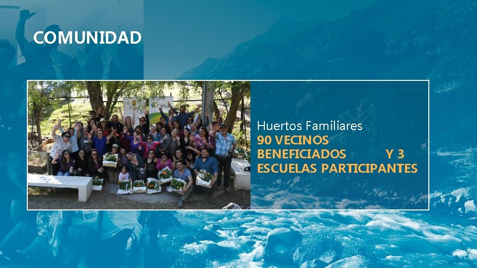 COMUNIDAD Huertos Familiares 90 VECINOS BENEFICIADOS Y 3 ESCUELAS PARTICIPANTES 