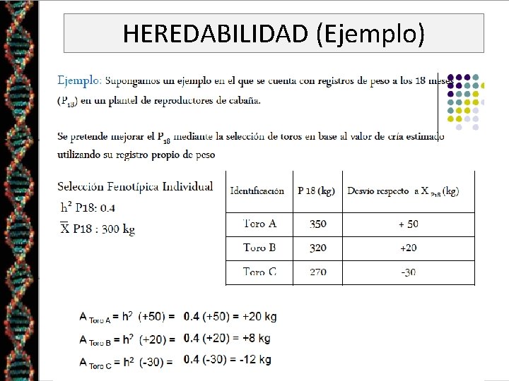 HEREDABILIDAD (Ejemplo) 