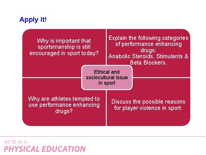 Apply it! Why is important that sportsmanship is still encouraged in sport today? Explain