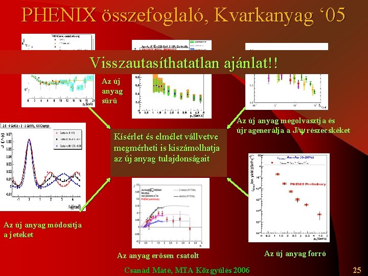 PHENIX összefoglaló, Kvarkanyag ‘ 05 Visszautasíthatatlan ajánlat!! Az új anyag sűrű Kísérlet és elmélet