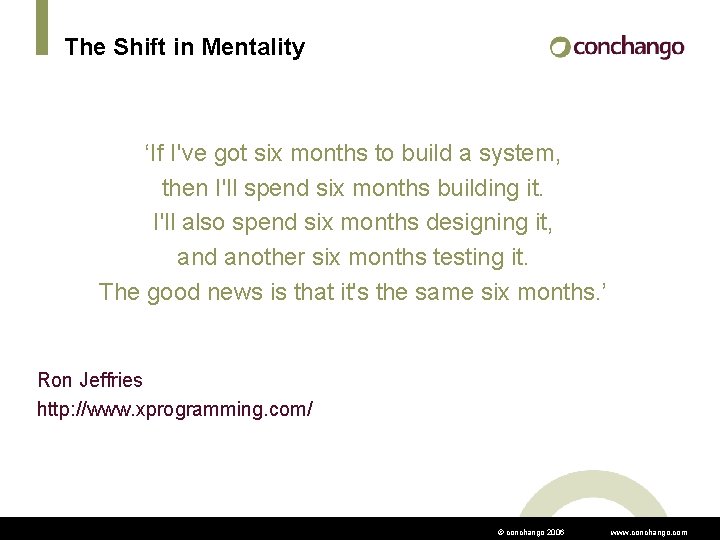 The Shift in Mentality ‘If I've got six months to build a system, then