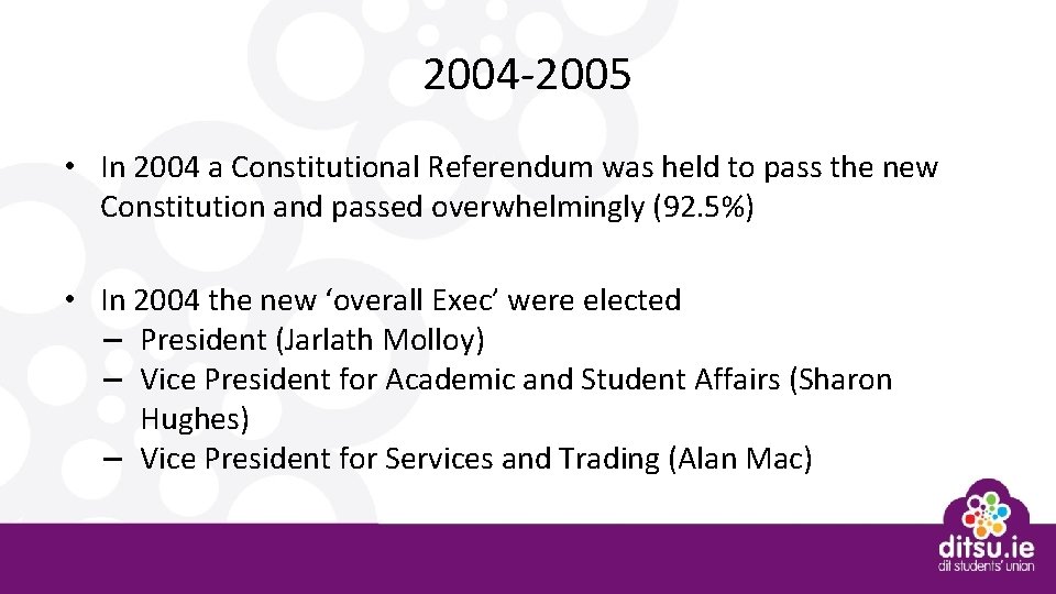 2004 -2005 • In 2004 a Constitutional Referendum was held to pass the new