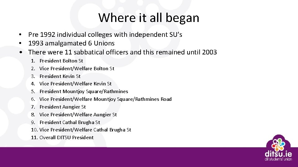 Where it all began • Pre 1992 individual colleges with independent SU’s • 1993