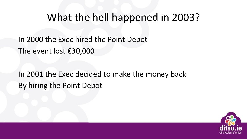 What the hell happened in 2003? In 2000 the Exec hired the Point Depot