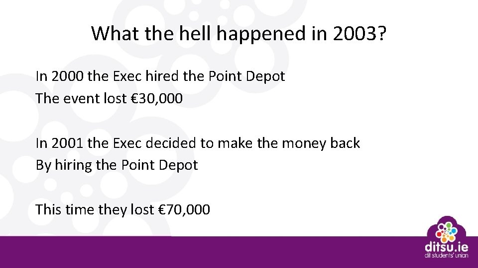 What the hell happened in 2003? In 2000 the Exec hired the Point Depot