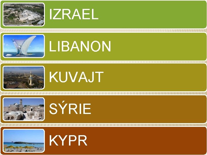 IZRAEL LIBANON KUVAJT SÝRIE KYPR 