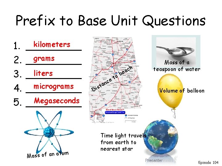 Prefix to Base Unit Questions 1. 2. 3. 4. 5. kilometers _____ grams _____
