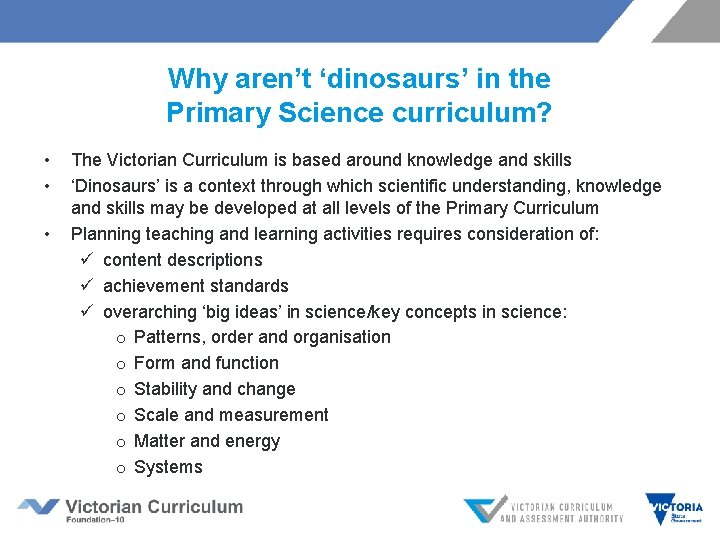 Why aren’t ‘dinosaurs’ in the Primary Science curriculum? • • • The Victorian Curriculum
