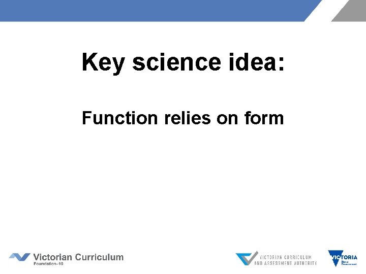 Key science idea: Function relies on form 