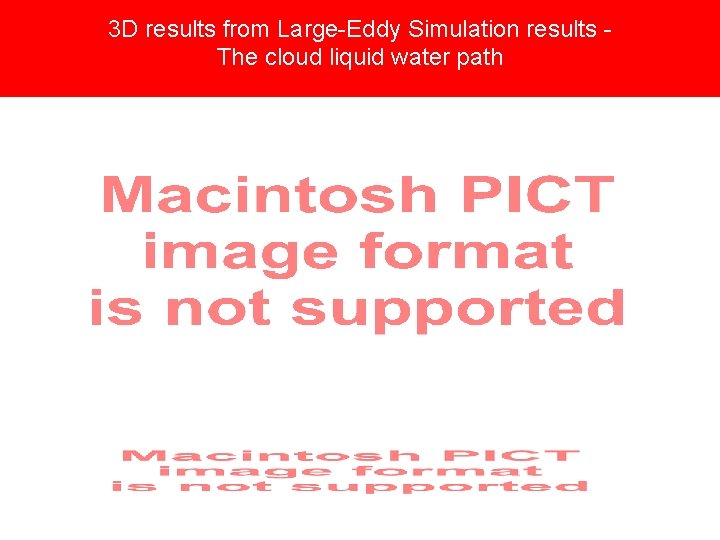 3 D results from Large-Eddy Simulation results The cloud liquid water path 
