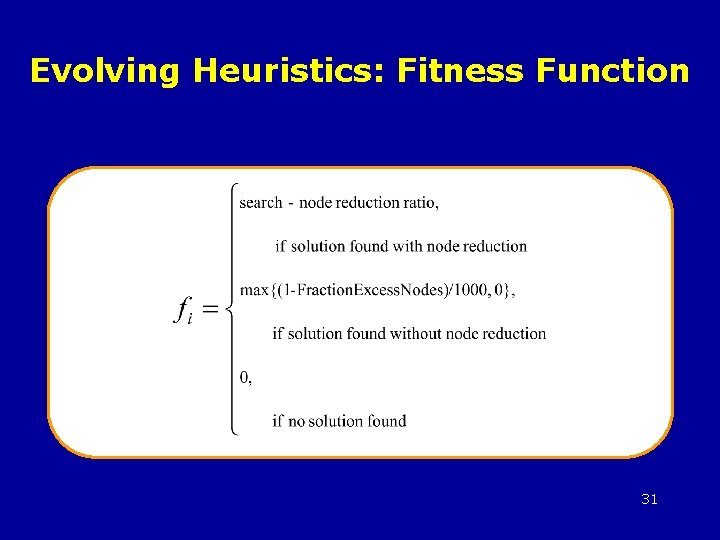 Evolving Heuristics: Fitness Function 31 