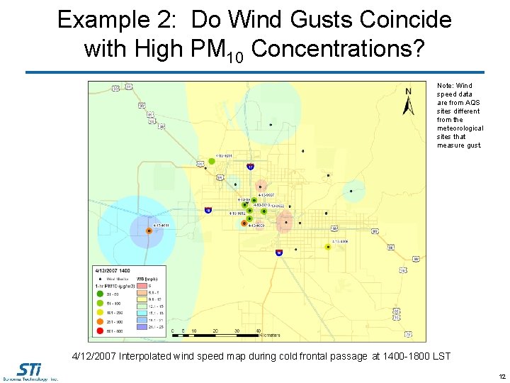 Example 2: Do Wind Gusts Coincide with High PM 10 Concentrations? Note: Wind speed