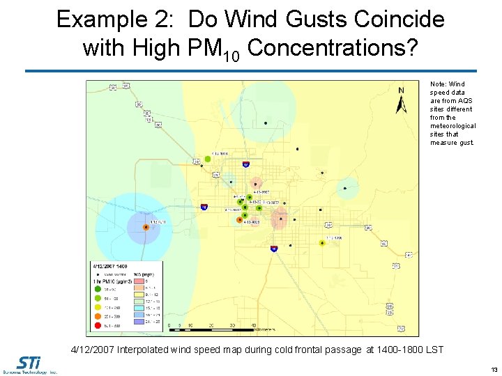 Example 2: Do Wind Gusts Coincide with High PM 10 Concentrations? Note: Wind speed