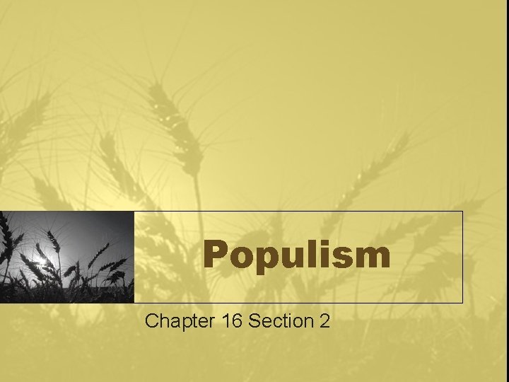 Populism Chapter 16 Section 2 