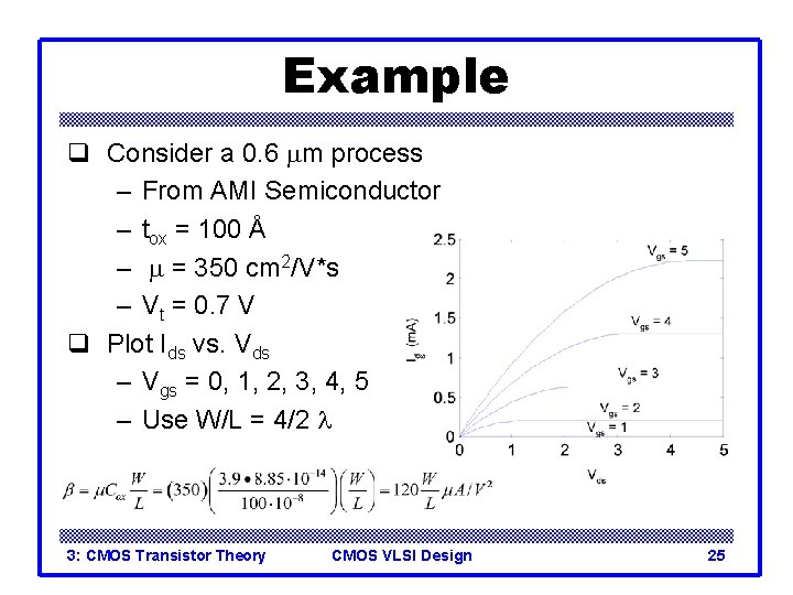 Example q Consider a 0. 6 mm process – From AMI Semiconductor – tox