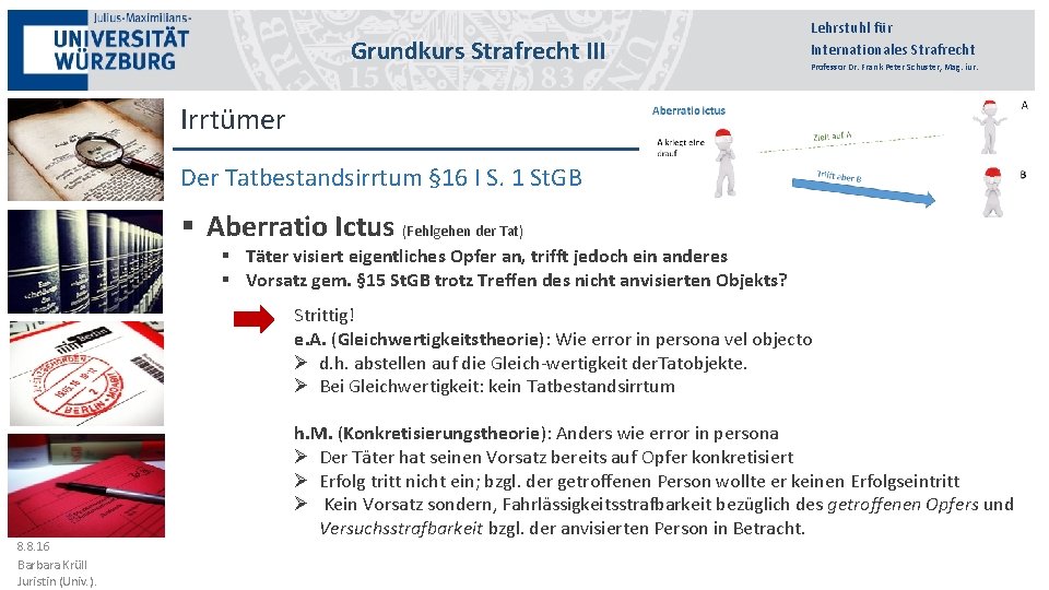 Grundkurs Strafrecht III Lehrstuhl für Internationales Strafrecht Professor Dr. Frank Peter Schuster, Mag. iur.