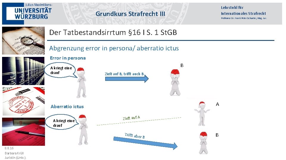 Lehrstuhl für Internationales Strafrecht Grundkurs Strafrecht III Professor Dr. Frank Peter Schuster, Mag. iur.