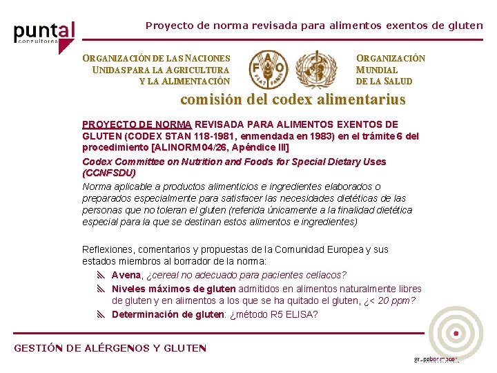 Proyecto de norma revisada para alimentos exentos de gluten ORGANIZACIÓN DE LAS NACIONES UNIDAS