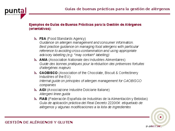 Guías de buenas prácticas para la gestión de alérgenos Ejemplos de Guías de Buenas