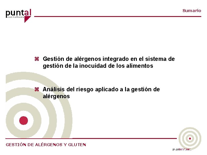 Sumario z Gestión de alérgenos integrado en el sistema de gestión de la inocuidad