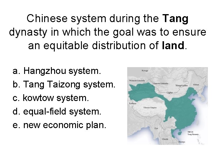 Chinese system during the Tang dynasty in which the goal was to ensure an