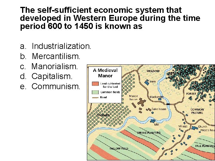 The self-sufficient economic system that developed in Western Europe during the time period 600